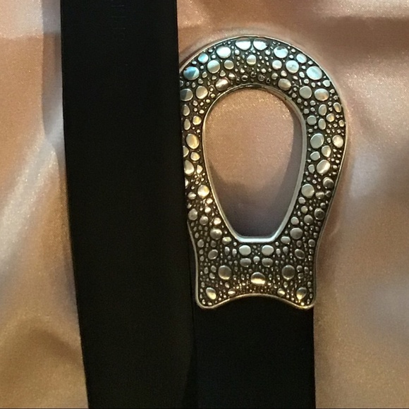 Leather Belt with Embossed Silver Hardware main image 5